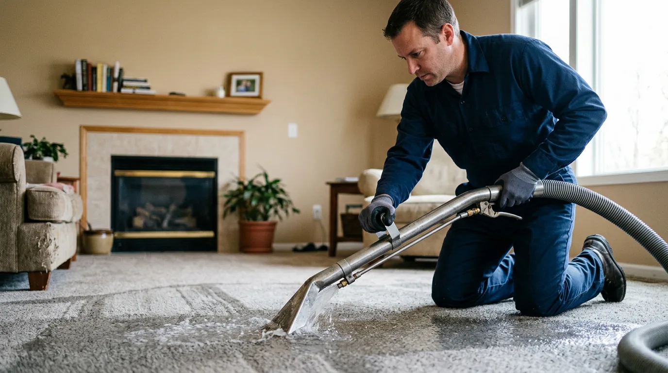 Water damage restoration technician working near Shelly, MN